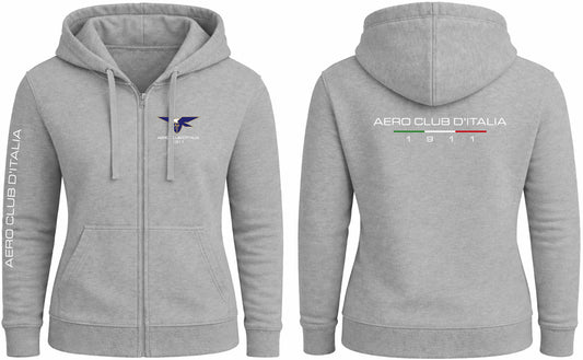 AECI-005D. Felpa Cappuccio e Zip Donna Aero Club Italia