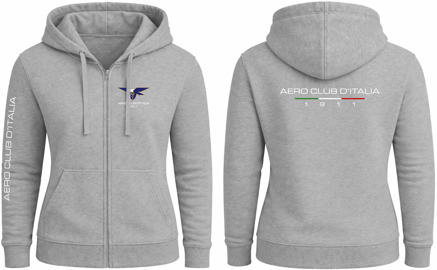 AECI-005D. Felpa Cappuccio e Zip Donna Aero Club Italia