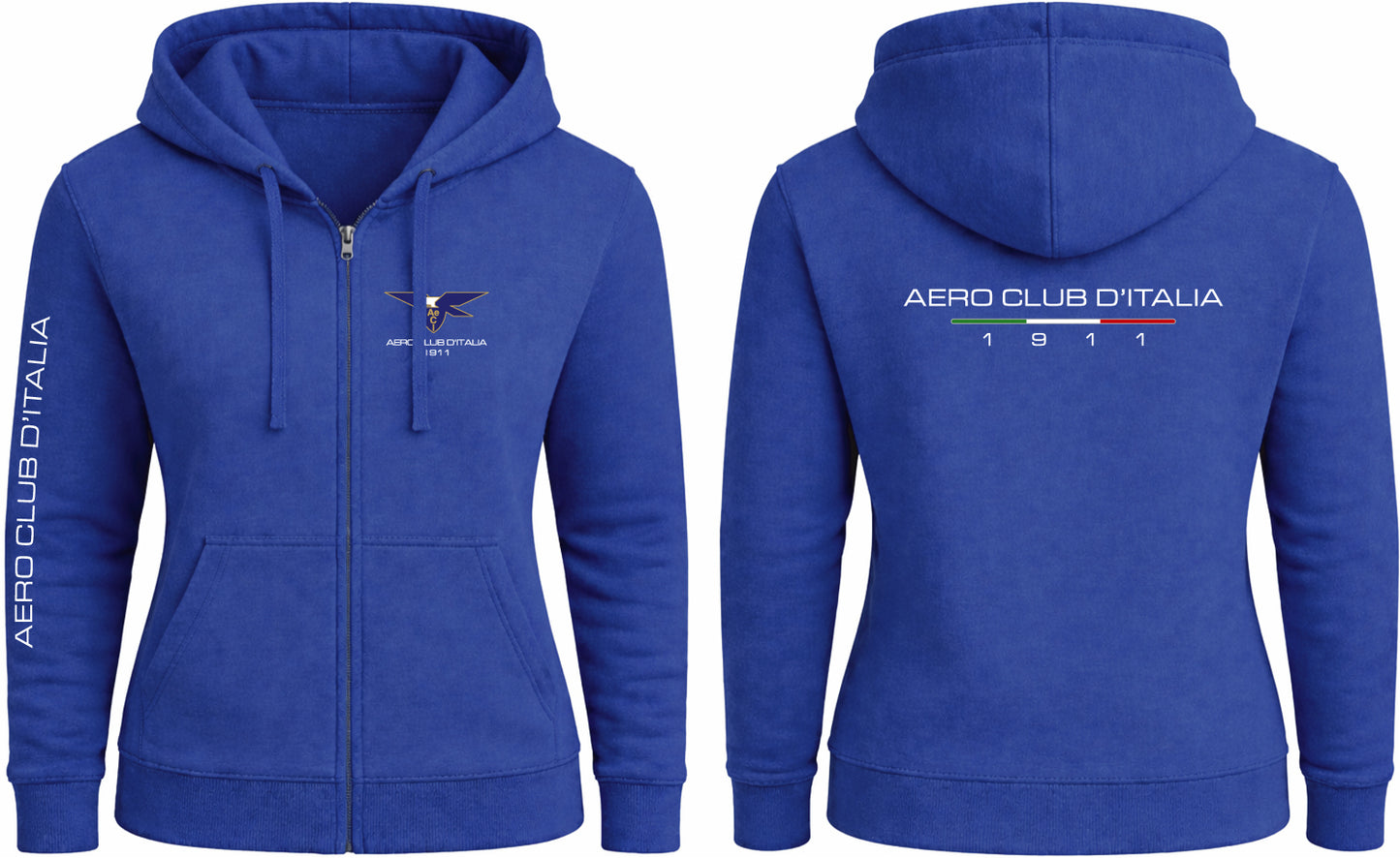 AECI-005D. Felpa Cappuccio e Zip Donna Aero Club Italia