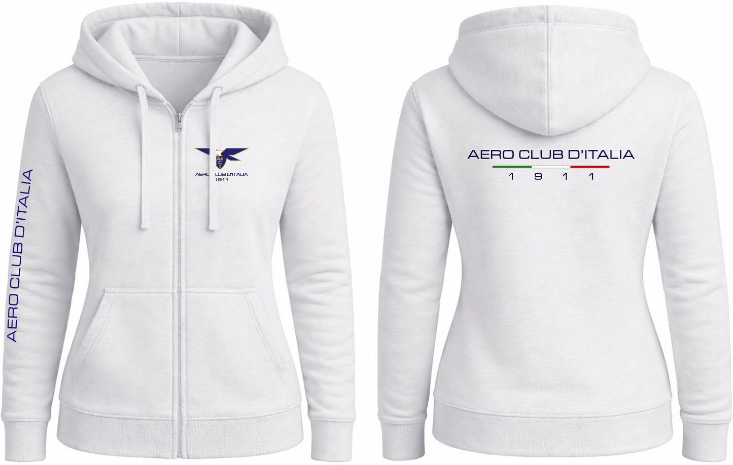 AECI-005D. Felpa Cappuccio e Zip Donna Aero Club Italia