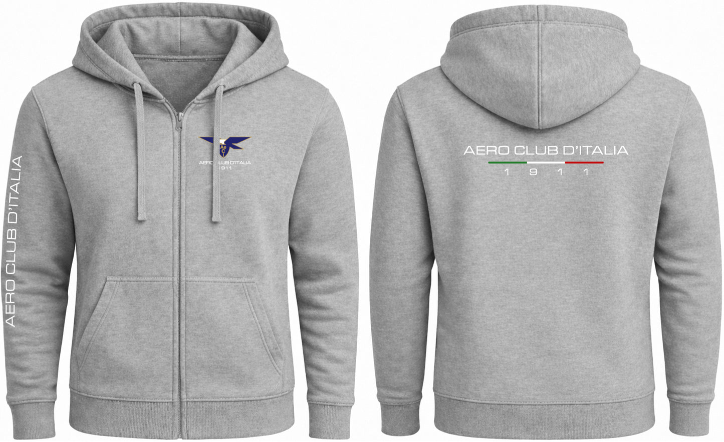 AECI-005U. Felpa Cappuccio e Zip Uomo Aero Club Italia