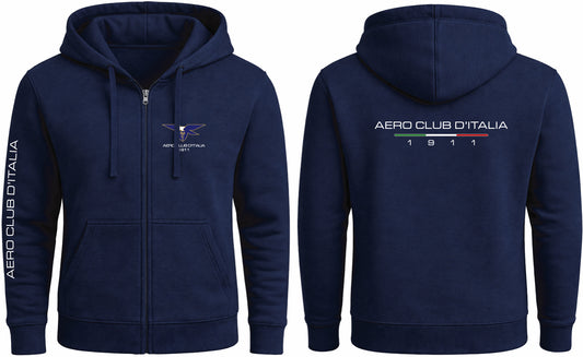 AECI-005U. Felpa Cappuccio e Zip Uomo Aero Club Italia