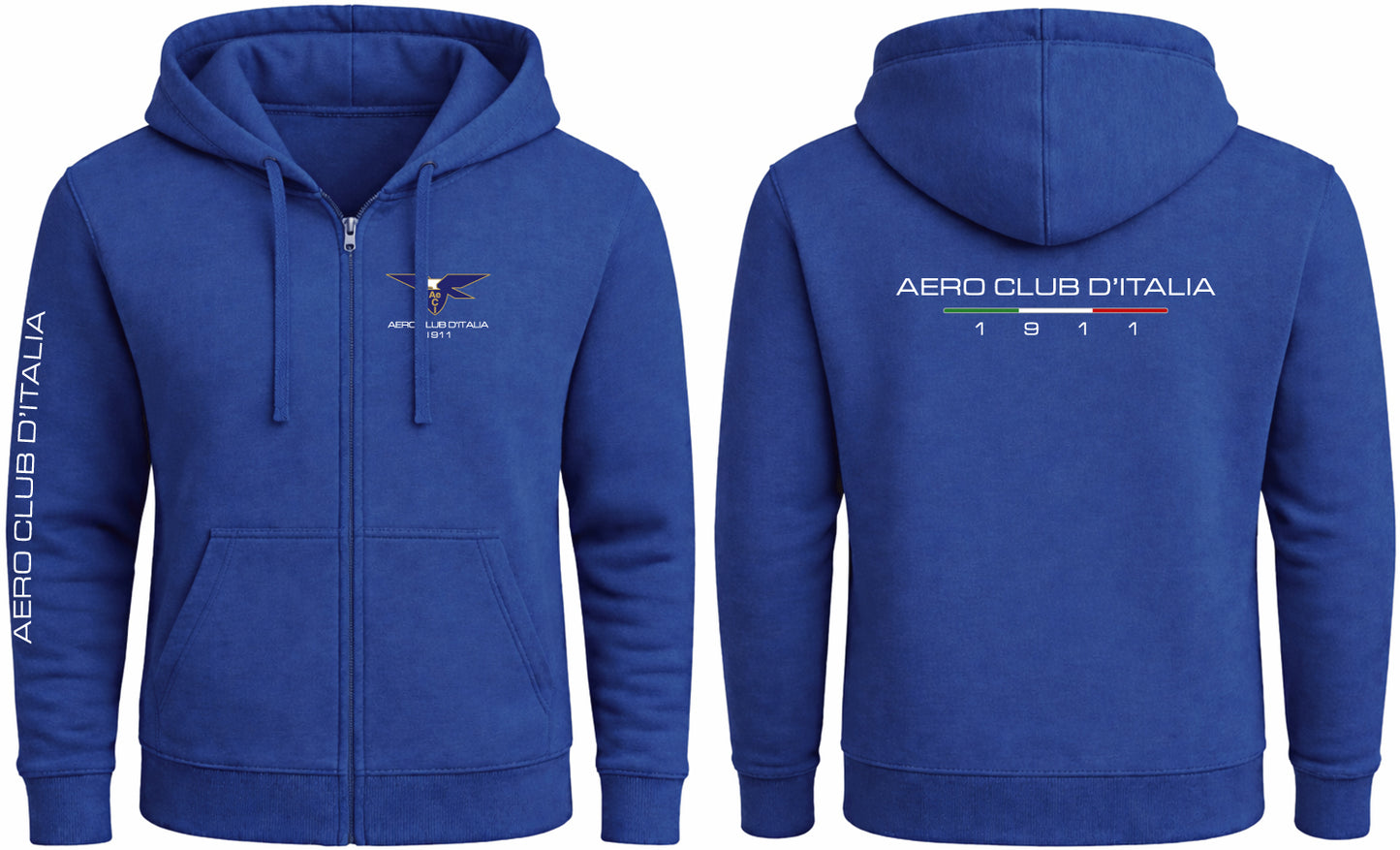 AECI-005U. Felpa Cappuccio e Zip Uomo Aero Club Italia
