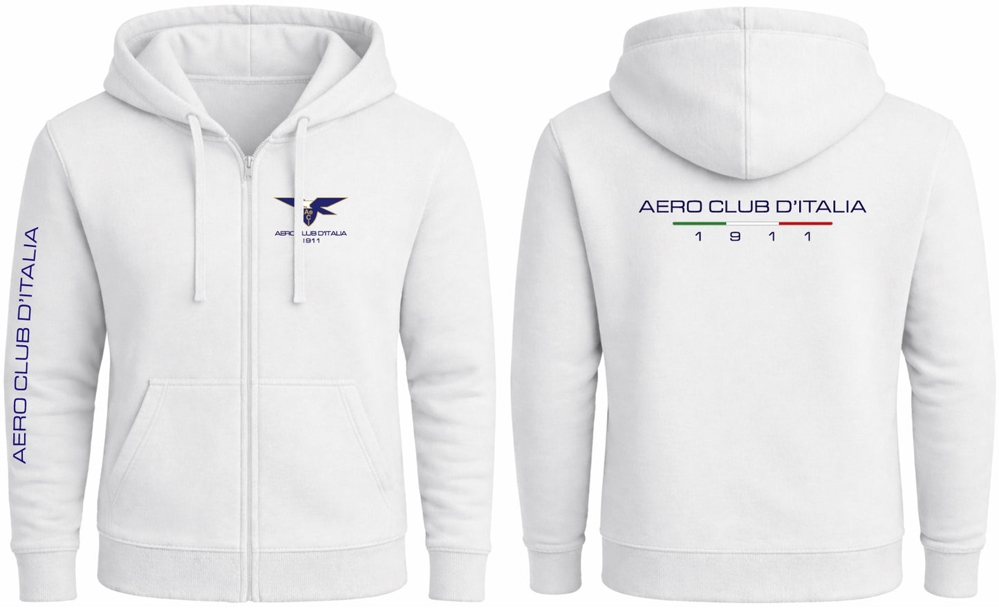 AECI-005U. Felpa Cappuccio e Zip Uomo Aero Club Italia