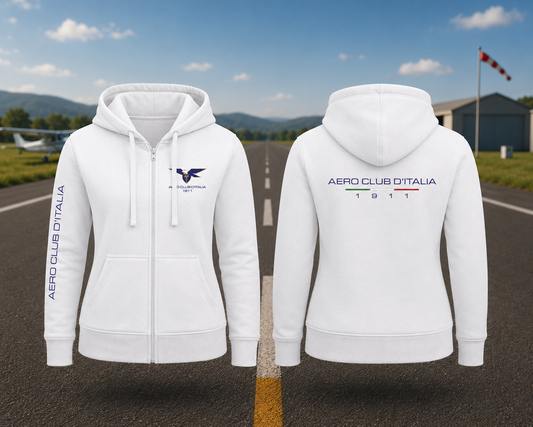 AECI-005D. Felpa Cappuccio e Zip Donna Aero Club Italia