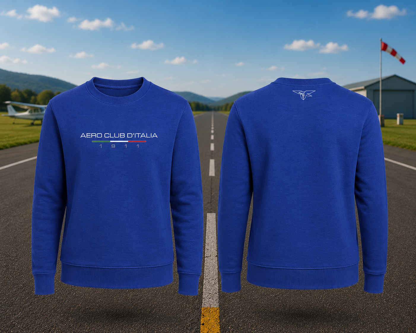 AECI-006U. Felpa Girocollo Leggera Uomo Aero Club Italia