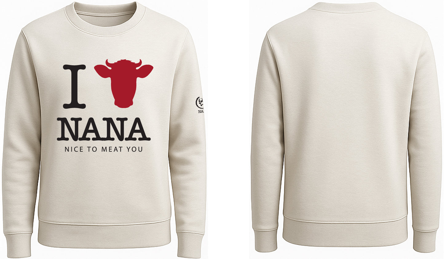 FELPA GIROCOLLO UNISEX. I LOVE NANA.
